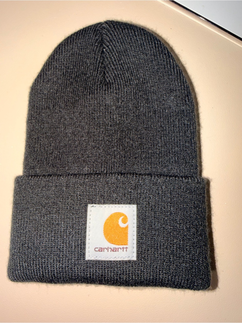 Carhartt Kids Knit Cuffed Beanie - Charcoal with Gold Logo